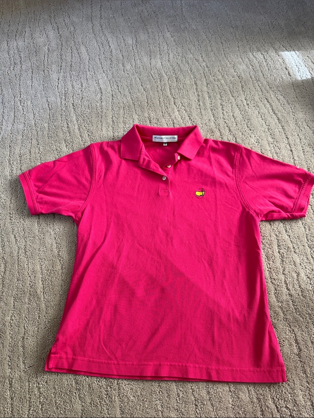 Official Masters Bright Pink Ladies Polo Shirt with Yellow Logo